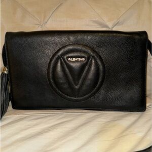 VALENTINO Black Lather Shoulder/Crossbody Bag.